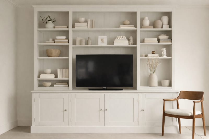 Handmade media unit with bifolding doors from Nest at Number 20